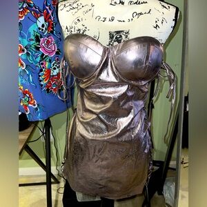 Mauve/Pink metallic mini dress Brand New Size L